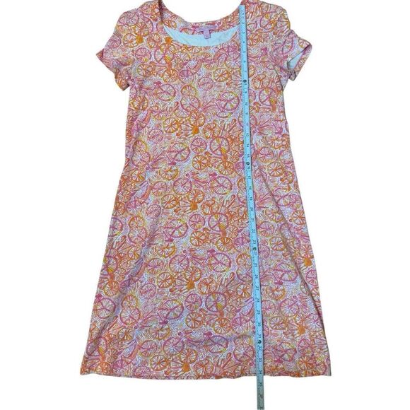 Lilly Pulitzer Kelsea Dress in Ten Speed Bicycle Print Sz XS Orange Pink - Picture 6 of 9